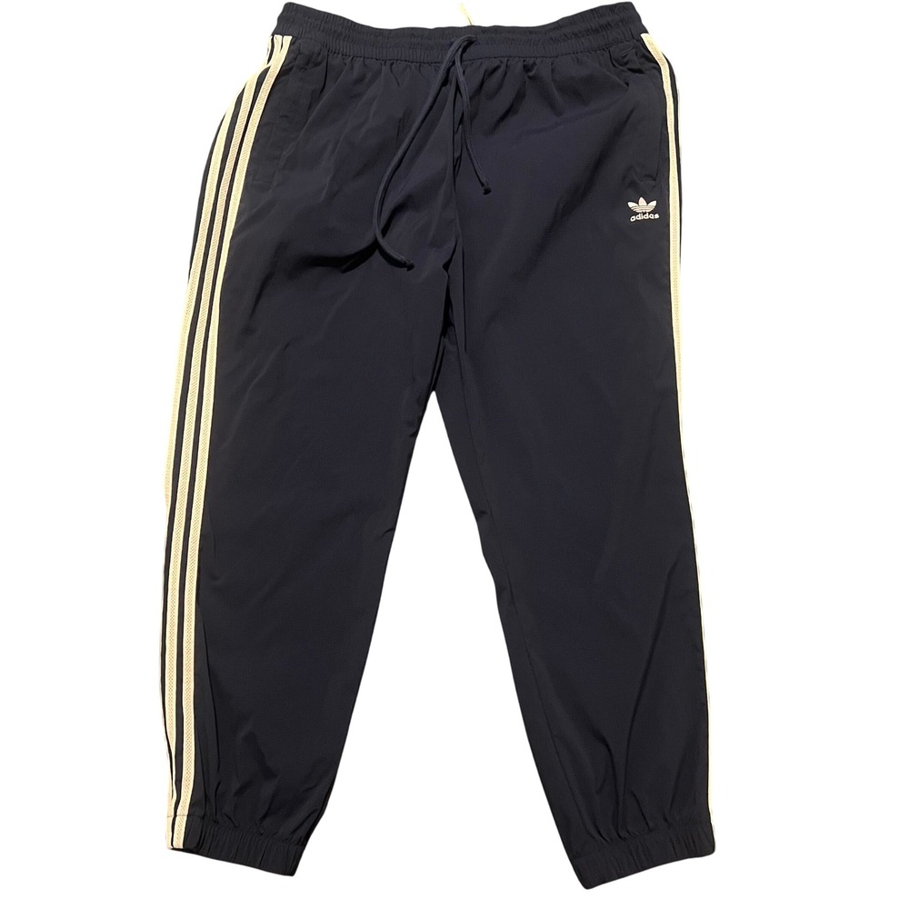 Adidas Woven Mens 2XL Track‎ Pants Navy Blue Trefoil 3-Stripe Joggers IC5541